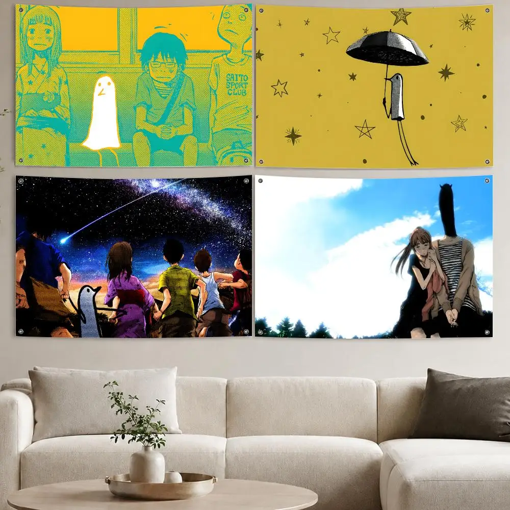 Anime Goodnight Punpun Flags Aesthetic Wall Tapestry Printed Wall Hanging Living Room Party Outdoor Decor
