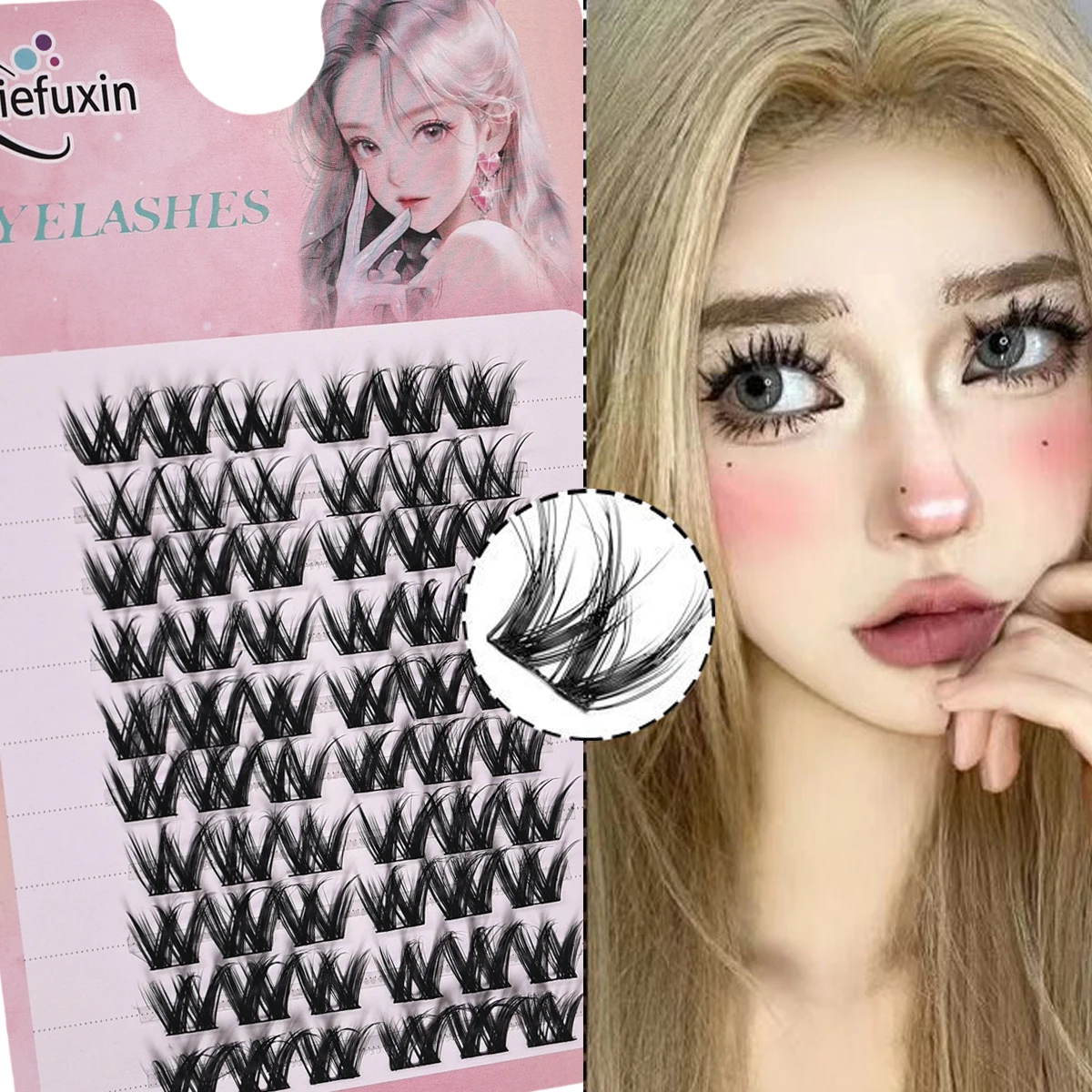 60 Stück Wimpernverlängerung Cluster Fake Lashes Individuelle Vollwimpern Natürliches Aussehen Falsche Wimpern