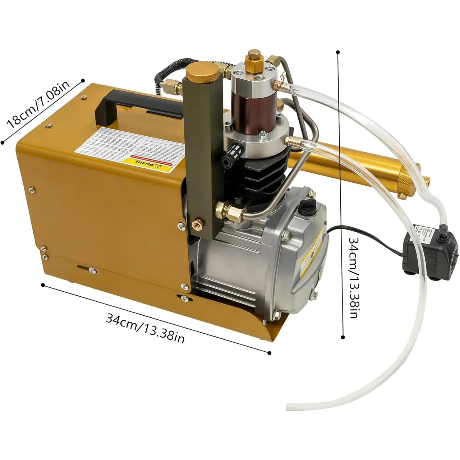 Bomba de compresor de aire PCP de 110V, 30MPa, 4500 PSI, compresor de aire de alta presión, bomba de buceo, bomba de agua refrigerada por agua con tubería de agua