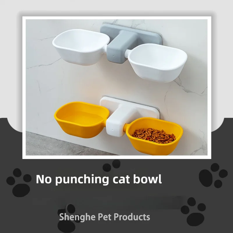

Punch Free Cat Bowl Double Hanging Basin Auto Water Feeder