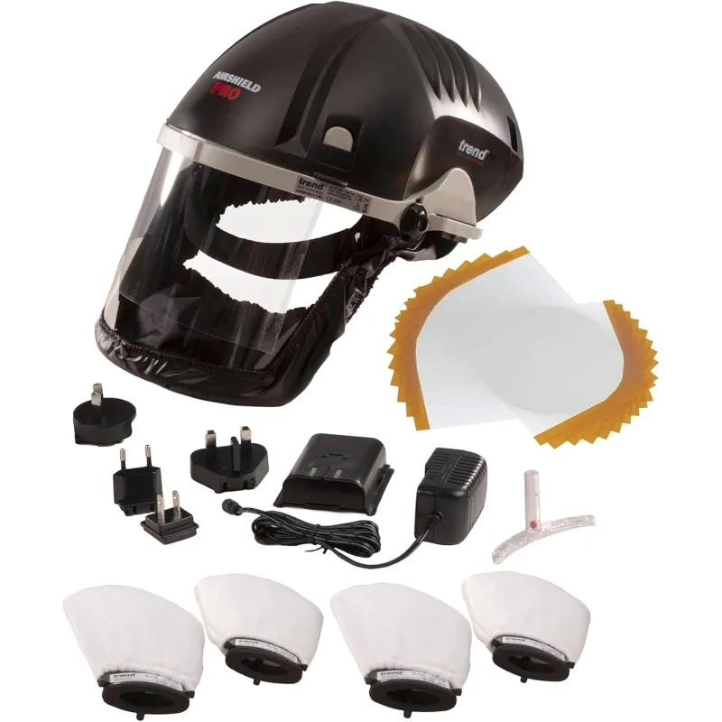 Airshield Pro Respirator & Face Shield Bundle with Replacement Visor Overlays and Additional Twin Air Filters, AIR/PRO/D5