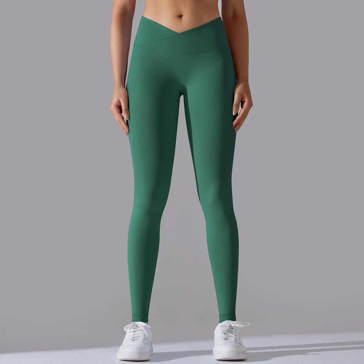 Cintura cruzada mulheres yoga leggings quadris levantamento ginásio leggings sem costura calças esportivas de cintura alta leggings de fitness treino correndo