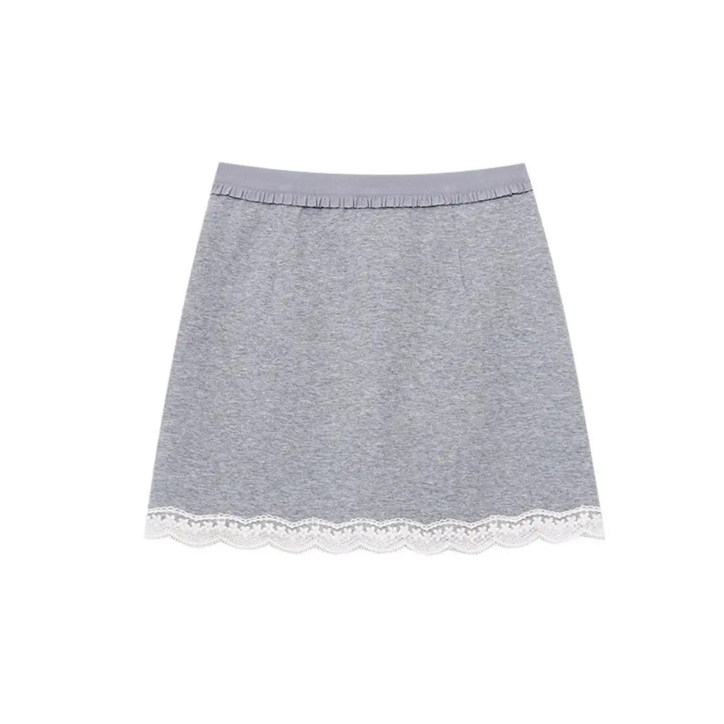 

Seoul Spring Bud Silk Lace Stitching High Waist Half Skirt 3rd Morning Temperament Style ZY2921