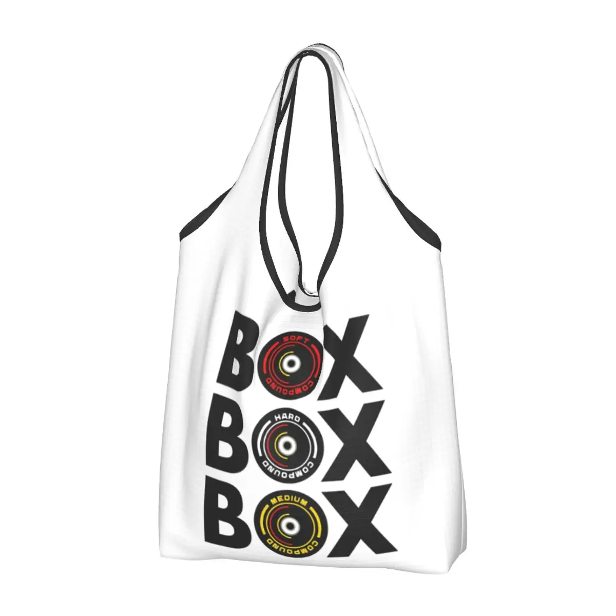 Box Box Box Infographic F1 Tyre Compound Design Portable Tote Shopping Bags Reusable Shopper Bag Grocery Handbag Shoulder Bag