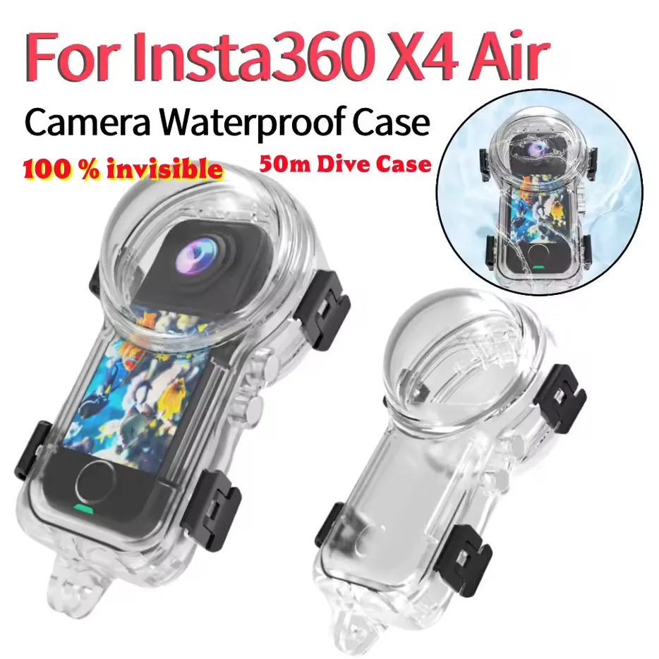 For Insta360 X4 Air (100% Fully Invisible) Waterproof Shell Protective Shell 50 M Waterproof Panoramic Sports Camera Accessories