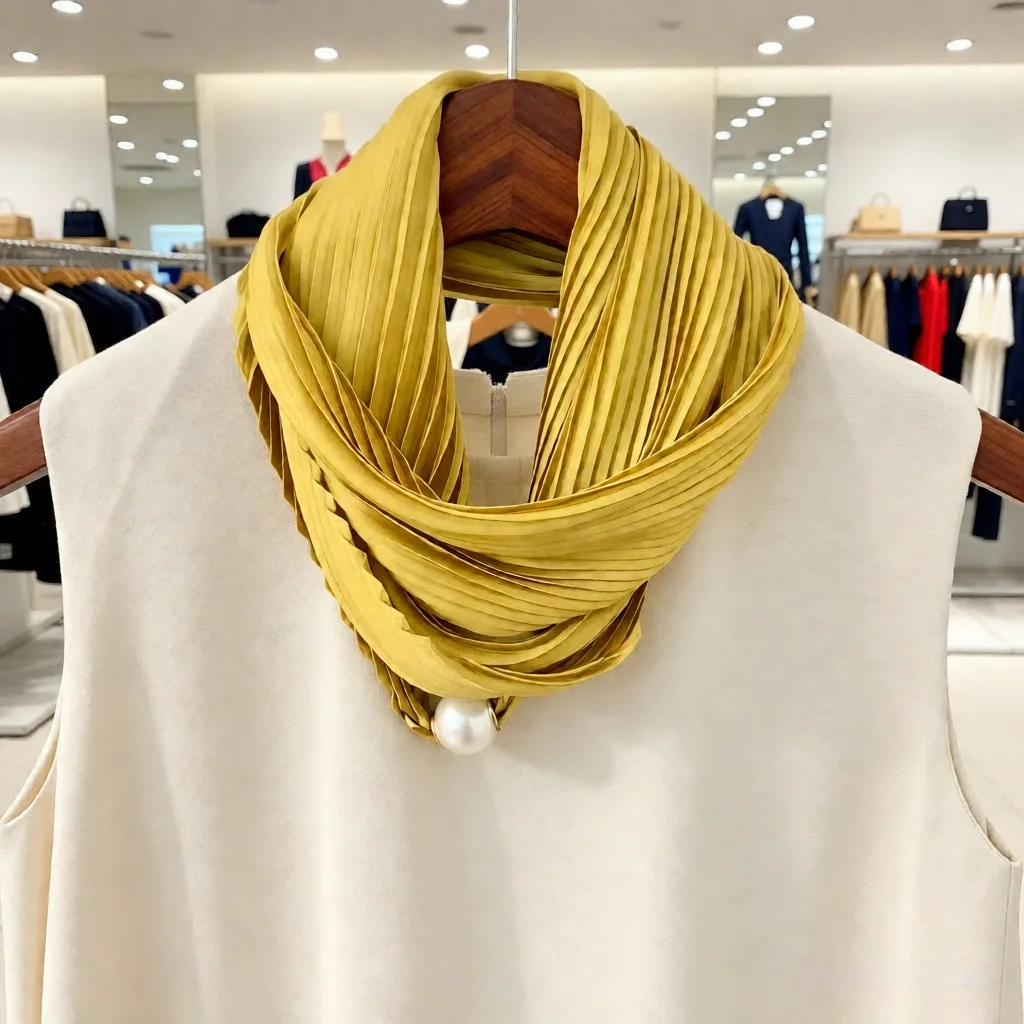 Solid-Color Crinkle Magnetic-Closure Silk Scarf for Women, Aesthetic Boho Hair Scarf Wrap, Party Holiday Beach Weekend Unique