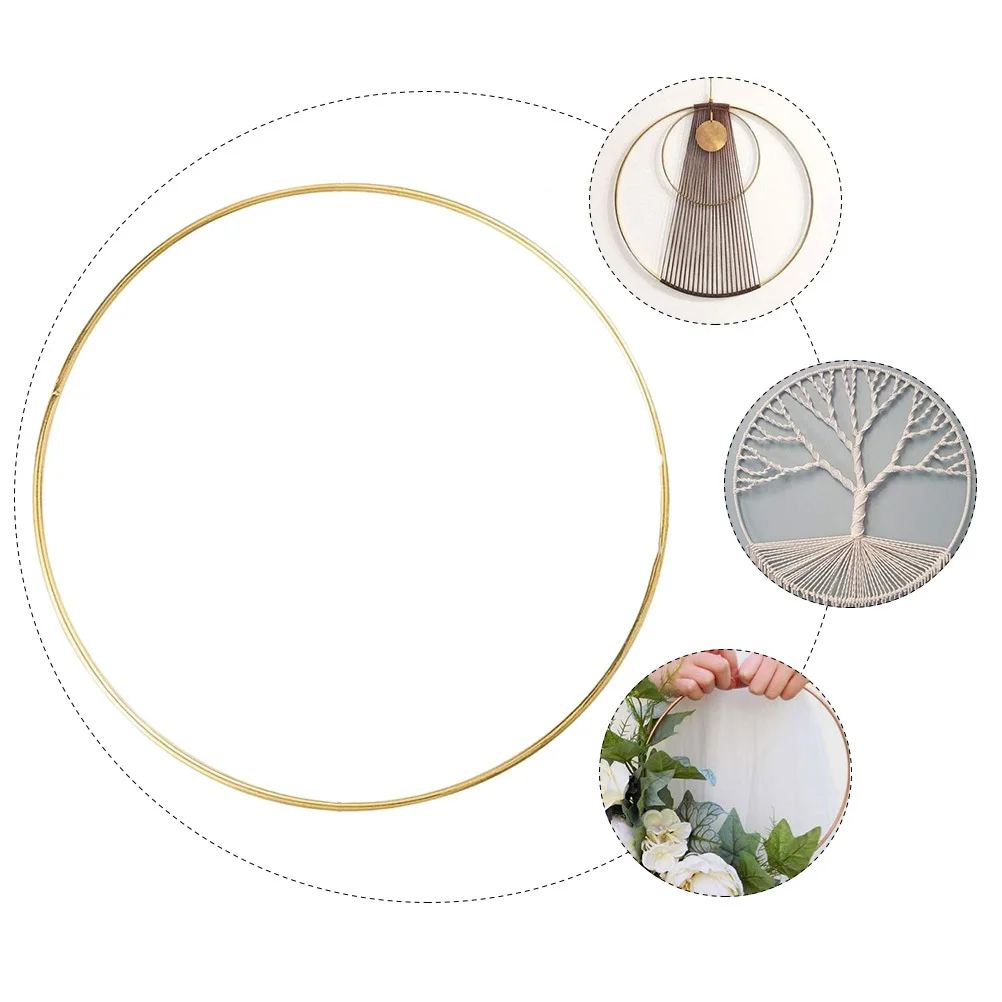 

2pcs Iron Ring Wreath Decor Loop Golden Diy Garland Accessory Rust Resistant For Home Garden Party Wind Chimes Hanging