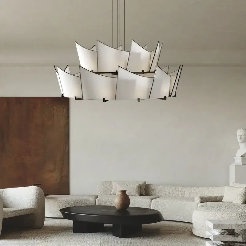 Black White Zen-style Classic Chinese Pendant Light Main Ceiling Lamp for Living Room, Dining Room Private Room Restaurant Box