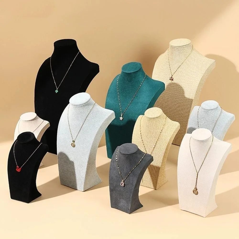 Durable Velvet Cloth Necklace Display Stand Human Shape Neck Mold Mannequin Bust Counter Use Ornament Holder Counter Display