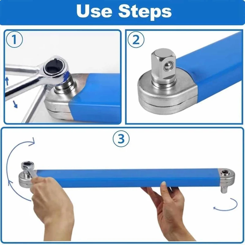 Offset Extension Wrench,15Inch Multifunctional Tight Reach Wrench, Carbon Steel Offset Impact-Ready Socket Wrench Tool