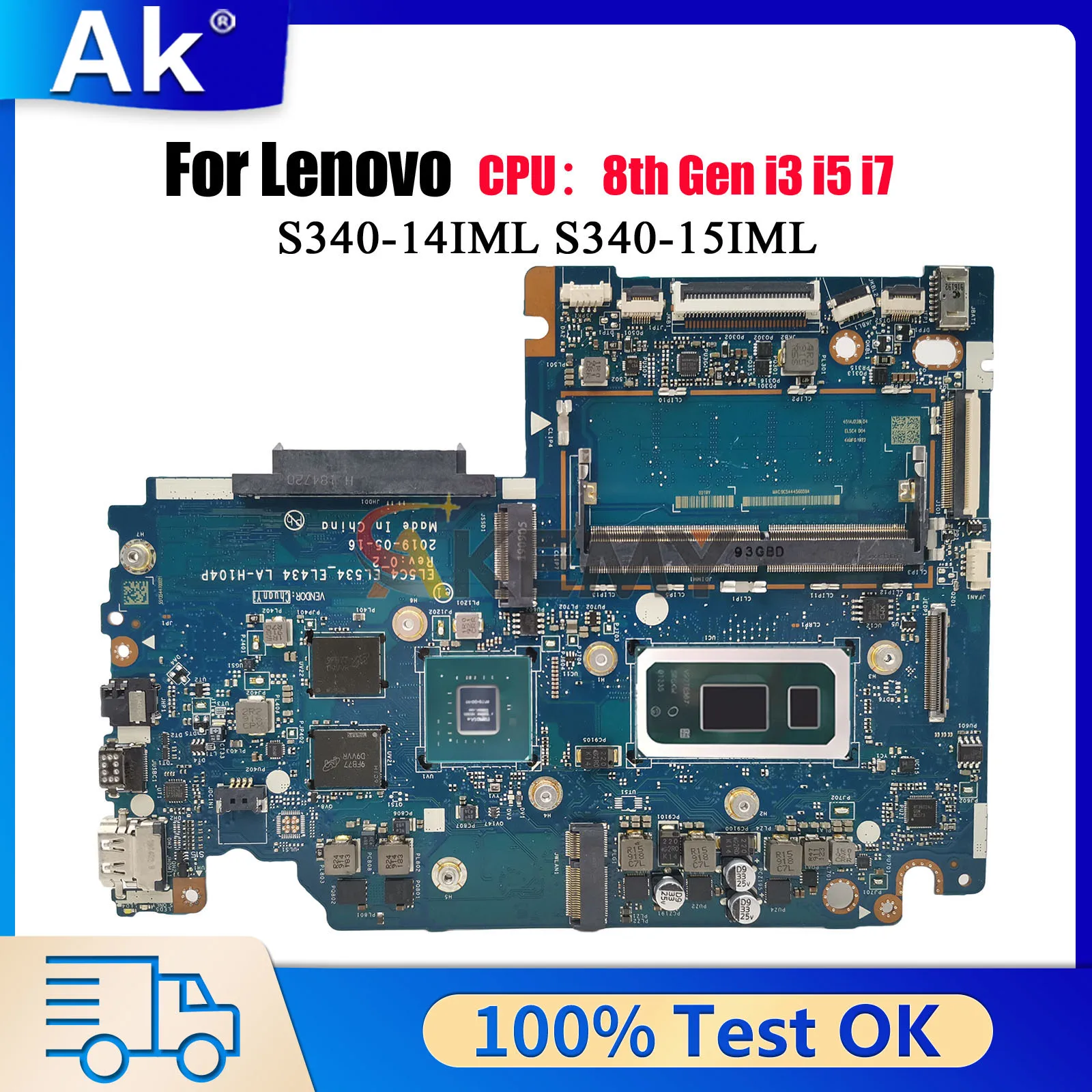 

LA-H104P For Lenovo Ideapad S340-15IML with i5 i7 CPU MX230 2GB 4GB RAM Laptop Motherboard 100% Tested OK
