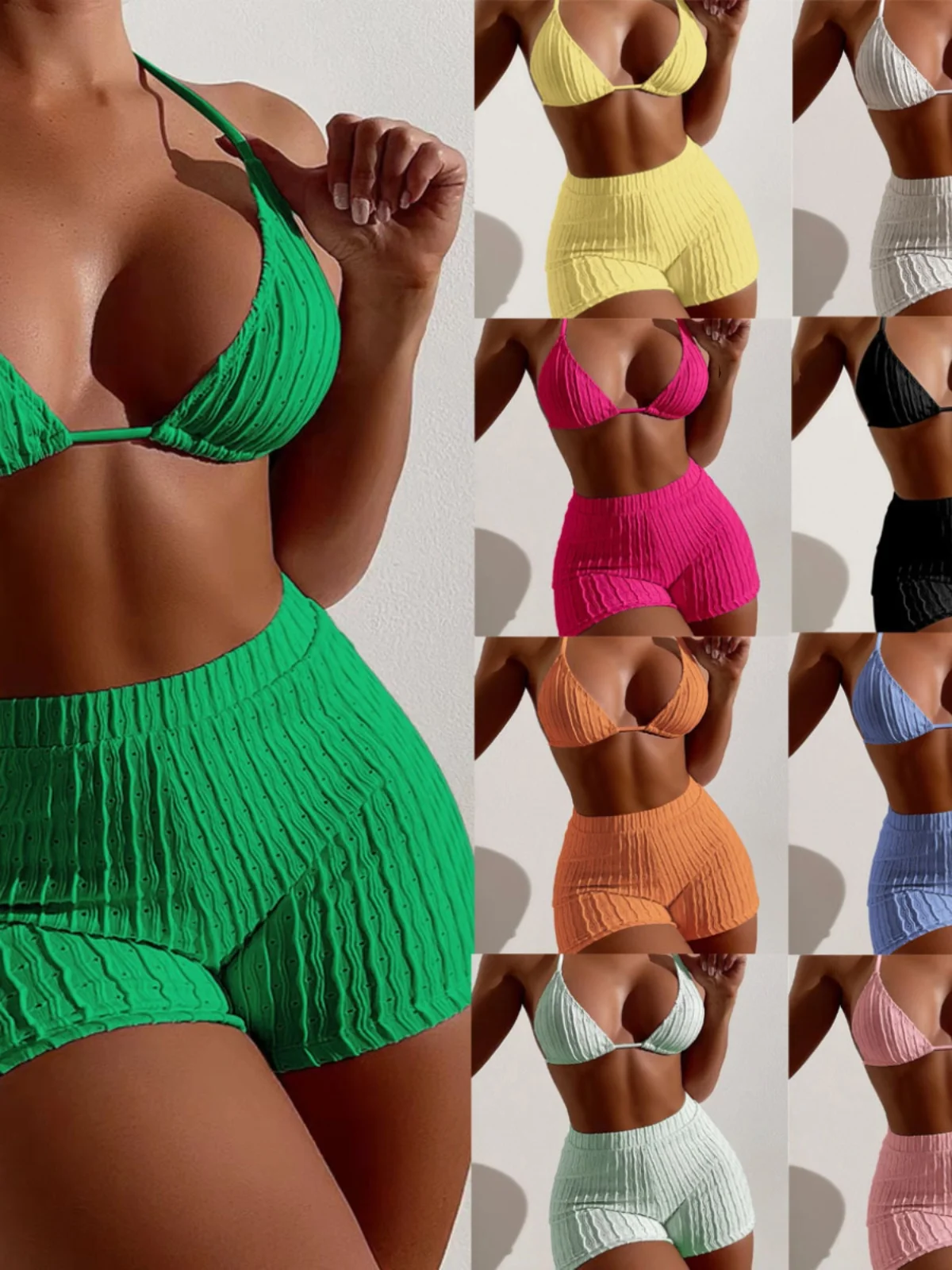 

2024 New Pure Color Me Bikini Women's Swimsuit Crossbody Flat Briefs Swimming Costume Devin AL696742706902