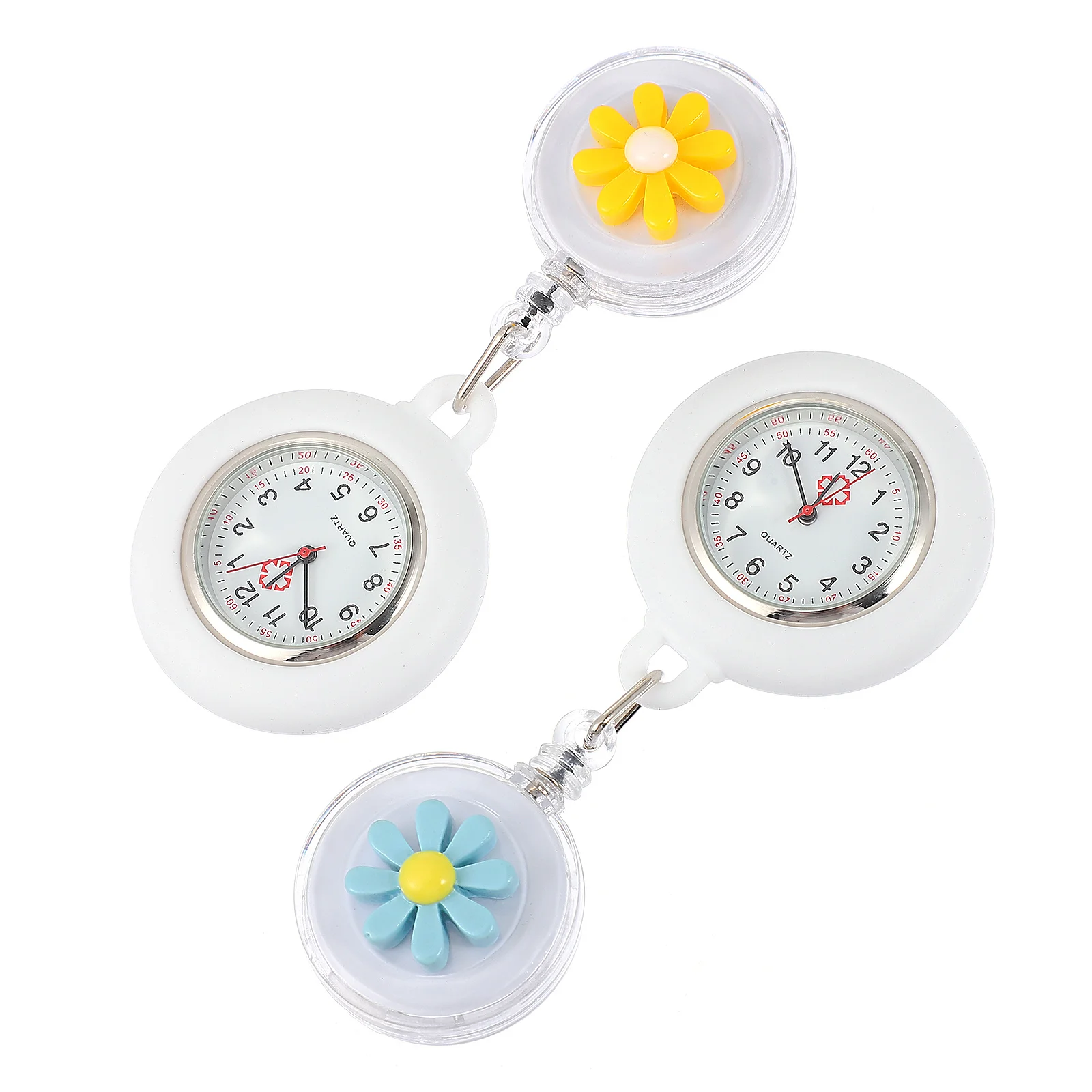 

2Pcs Little Daisy Pocket Watch Nurse Doctor Student Teacher Gift Fine Workmanship Decorative Effect Little Daisy Pocket Watch