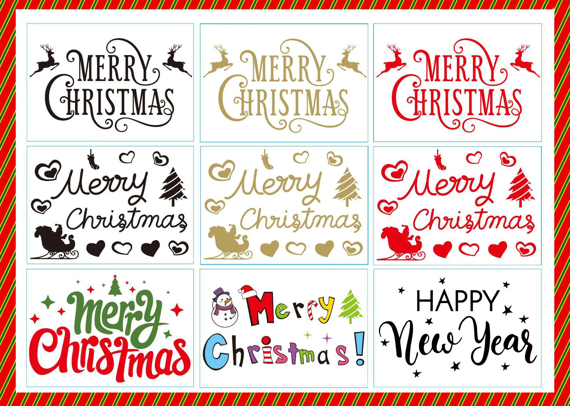 6pcs Christmas Balloons Sticker  Merry Christmas Bobo Balloon Stickers For Xmas DIY Decorations Elk Words Paster Decoration