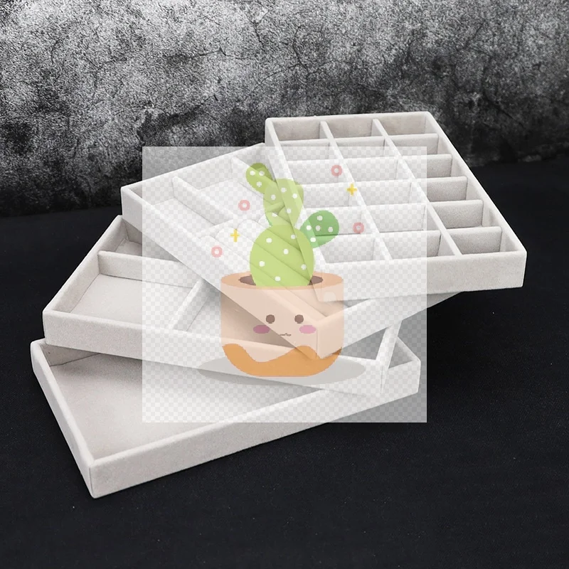 ベルベットジュエリーボックストレイ収納ジュエリーホルダー、指輪、イヤリング、ネックレス、ブレスレットディスプレイボックス、ジュエリー分類ボックス