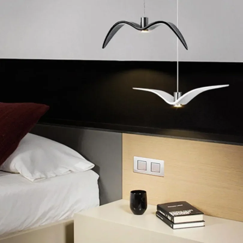 Nordic Modern Seagull Bedroom Pendant LampBedside Restaurant Kitchen Staircase Corridor Living Room Led Lighting Resin Lights