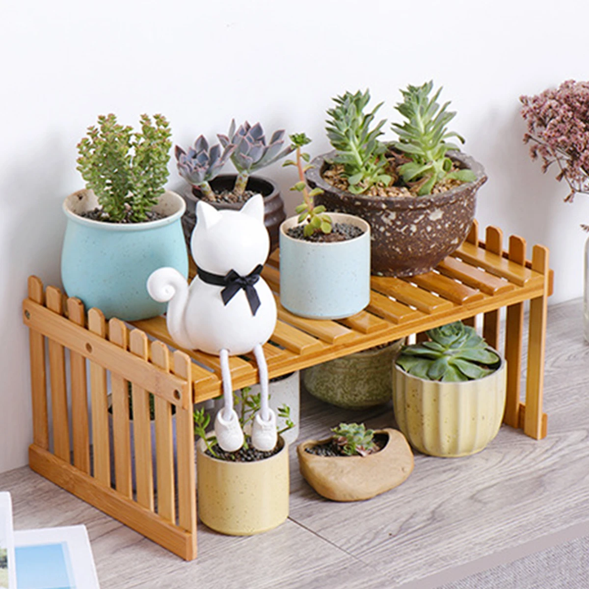 Mehrschichtiges Blumenregal für den Schreibtisch, Bambusregale für Wohnzimmer, Boden, Balkon, Büro, Dekorieren, Küche, Lagerregal