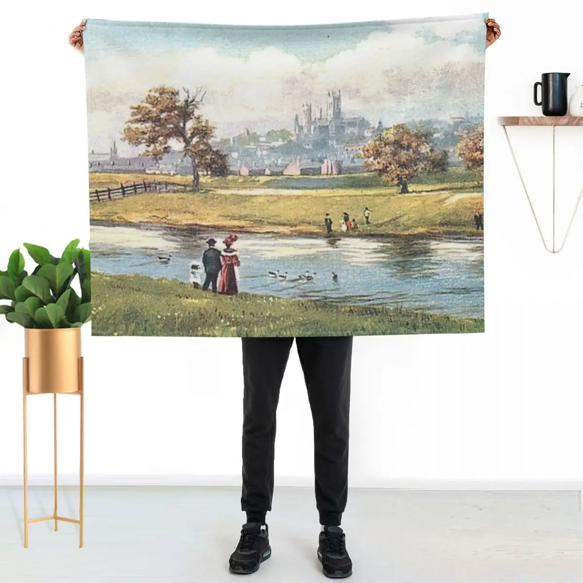 Lincoln from The River, Lincolnshire, England Throw Blanket All Season Lightweight Soft Blanket for Bed