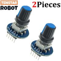 TENSTAR 2PCS Rotary Encoder Module Brick Sensor Development Round Audio Rotating Potentiometer Knob Cap EC11