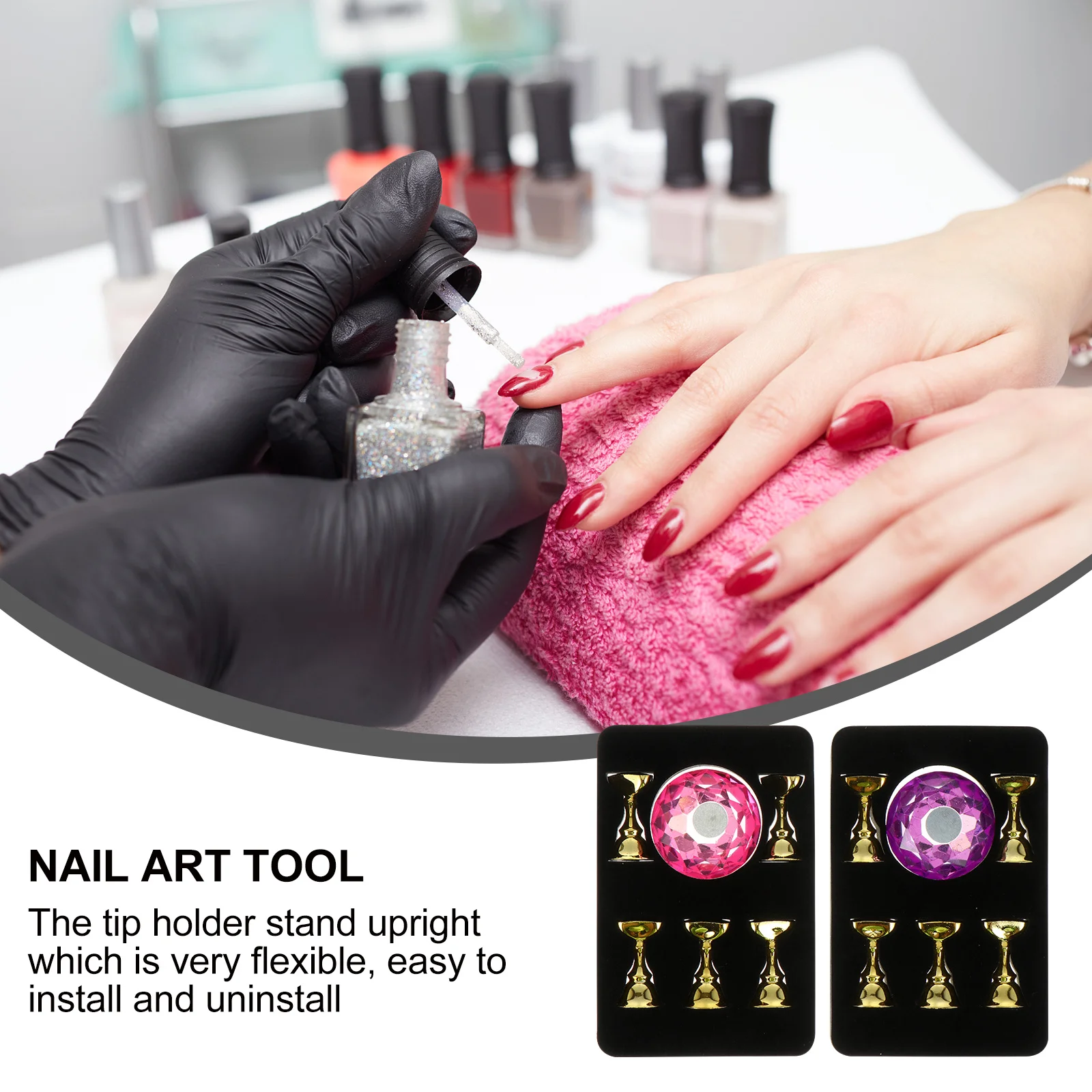 

2 set Crystal Display Stand 2 Sets Practice Base For Salon Manicure Tool Nail Art Crystal Holder Nail Art Practice Rack