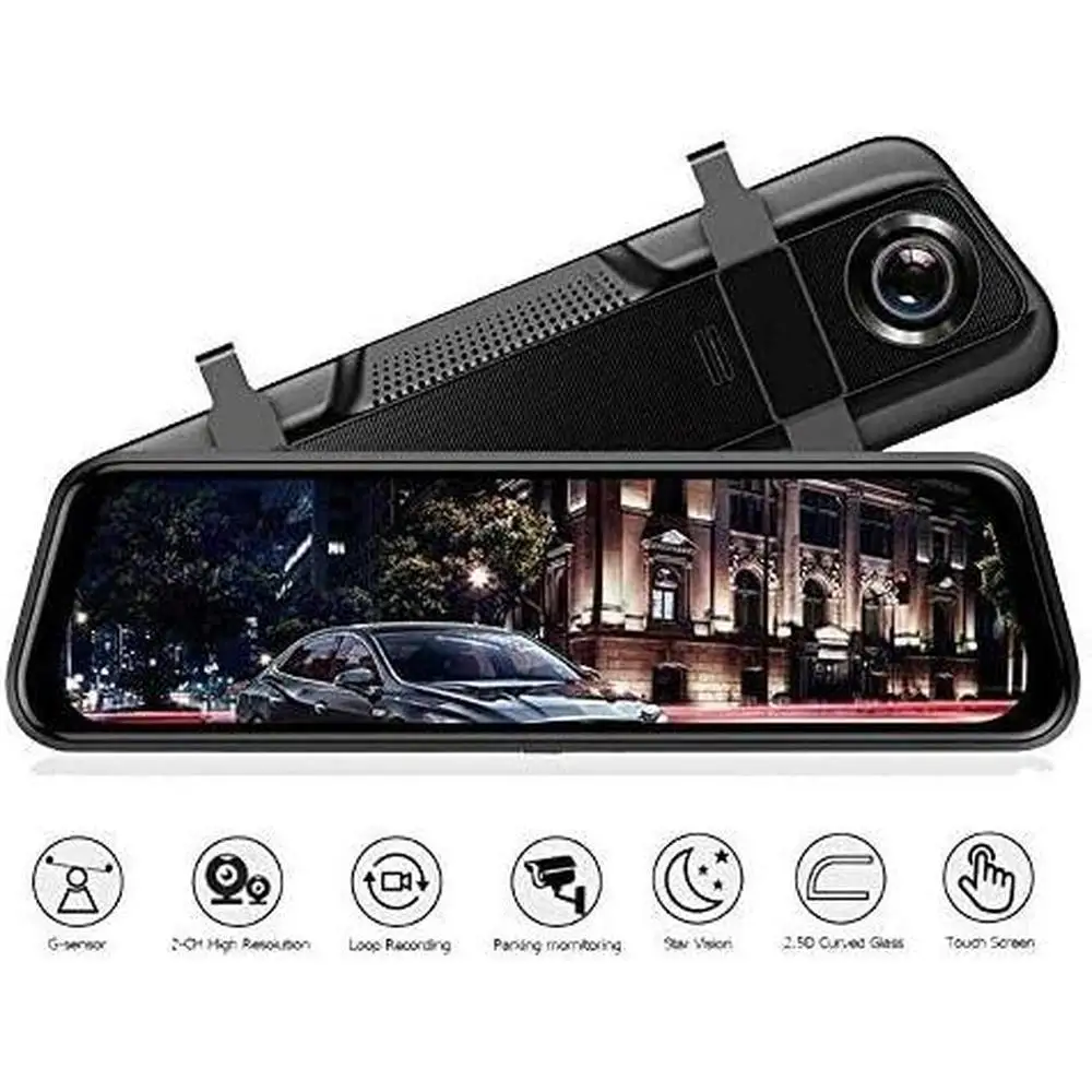 

10" large touch screen Dual Camera Car DVR Dash Cam Front and Rear Mirror Camera high-definition dual lens reverse image