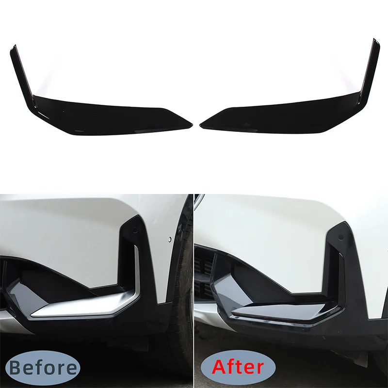 

For BMW X1 IX1 U11 2023 2024 2025 ABS Carbon Fiber Style Car Front Bumper Side Molding Cover Trim Sticker Accessories