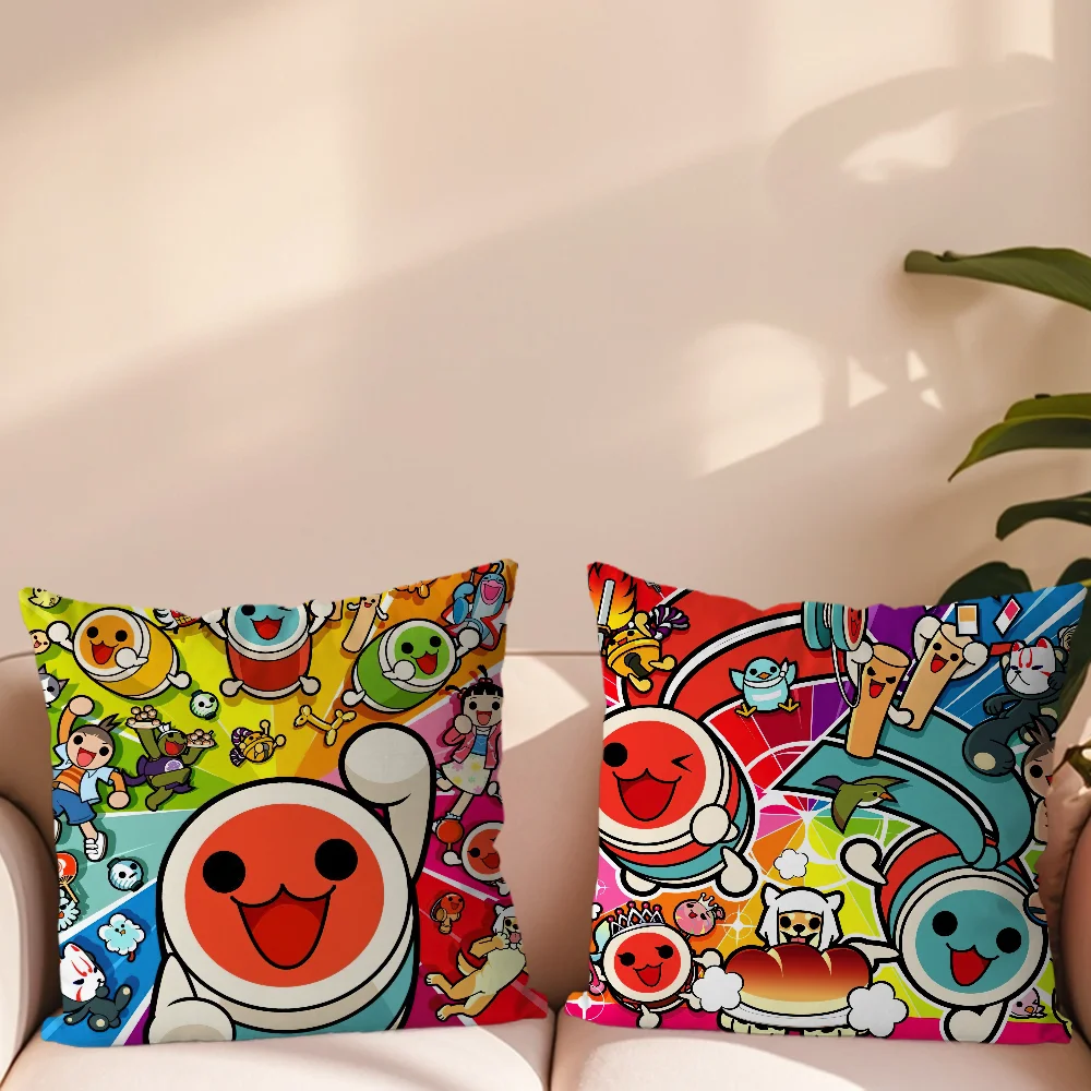 Cartoon T-Taiko no T-Tatsujin Pillow Case Living Room Couch Back Support Bedroom Headrest Rectangular Cushion Relaxation Time