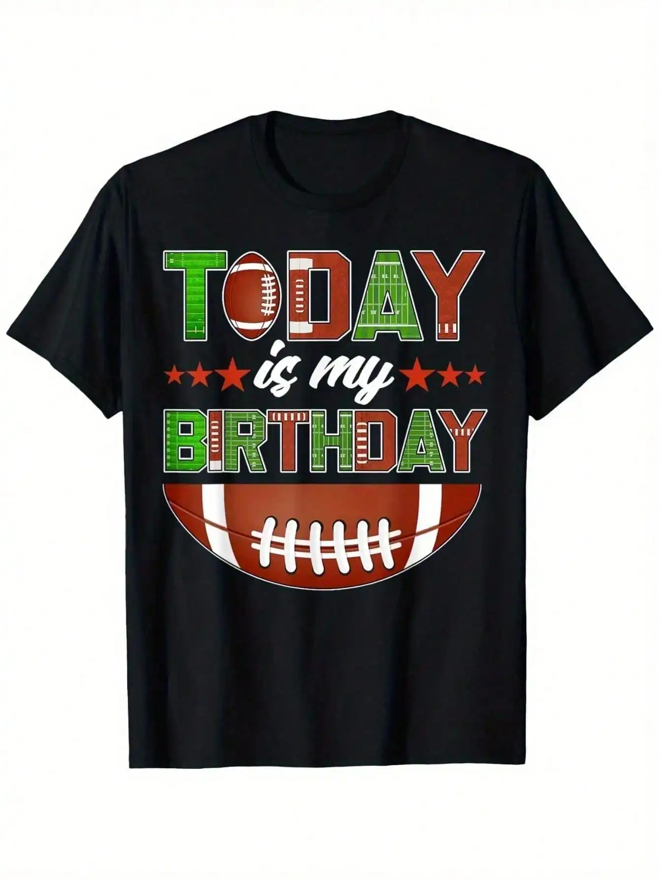 

Today Is My Birthday Boys Football Themed T-Shirt Soft Breathable Cotton Comfort Fit for All Seasons Vibrant Football Design