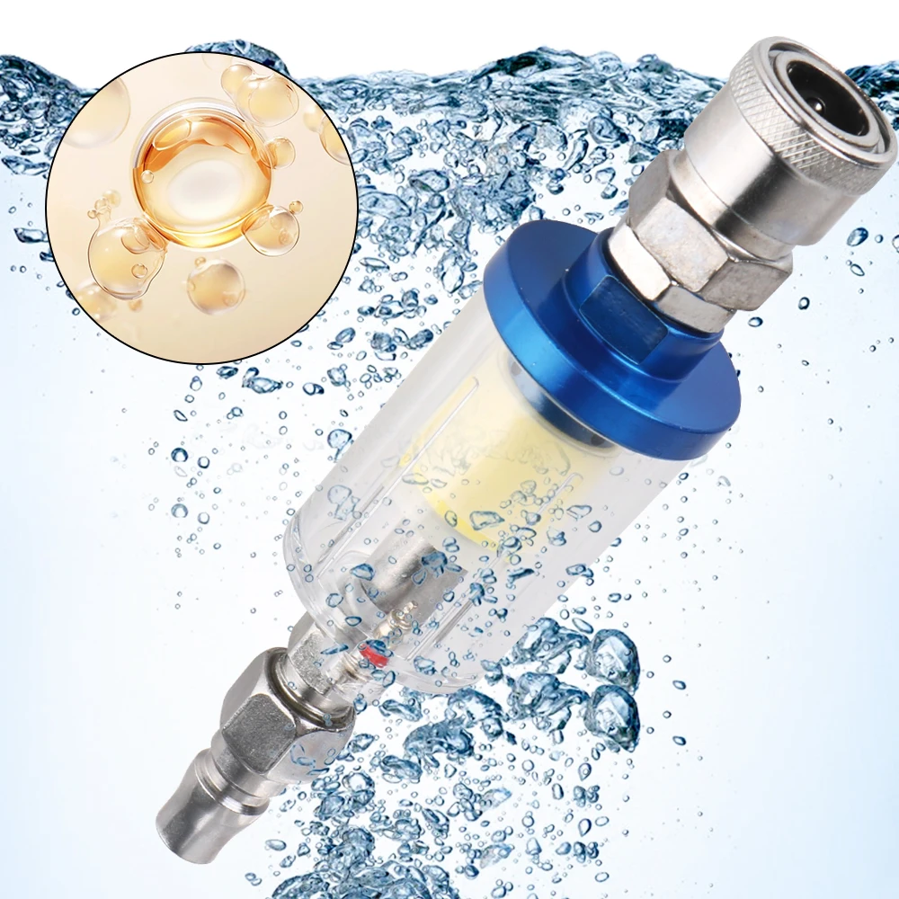 Air Oil Water Separator Filter Kit Water Trap Clear Painting Moisture Separator 1/4 Inch Thread Sprayer Air Compressor Tool