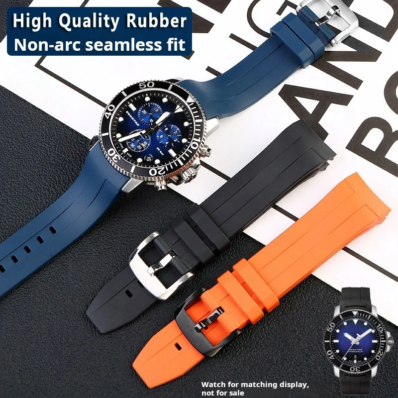 

21 22mm MEN Rubber Watchband For 1853 Tissot Starfish Diving T120 Curved End Silicone Watch Strap T120417 T120.407 T116 Bracelet