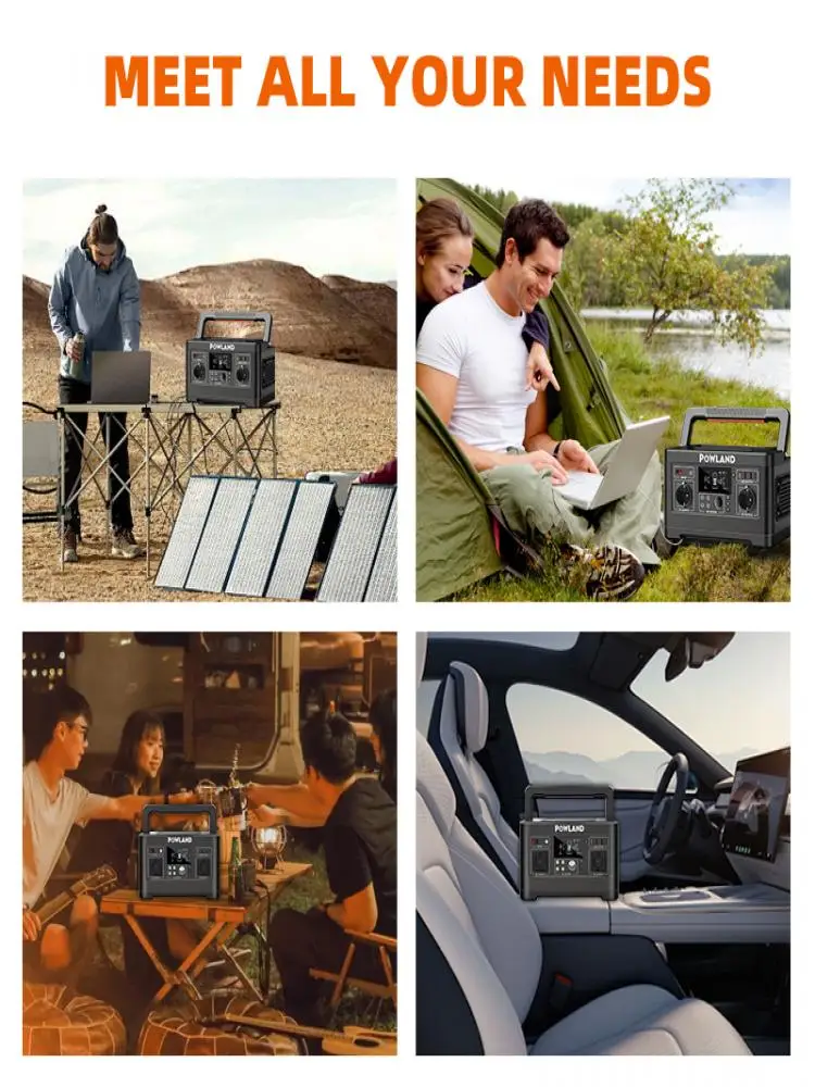 POWLAND 600W Portable Power Station 520Wh 140400mAh Solar Generator With 100W Solar Panel LiFePO4 Battery Complete Kit Set