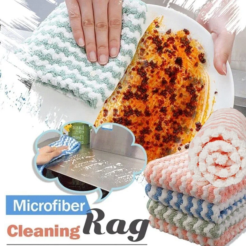 

1/3/5Pcs Colorful Microfiber Cleaning Rag Reusable Scouring Towel Thick Coral Fleece Microfiber Cleaning Cloth DIsh Wipe