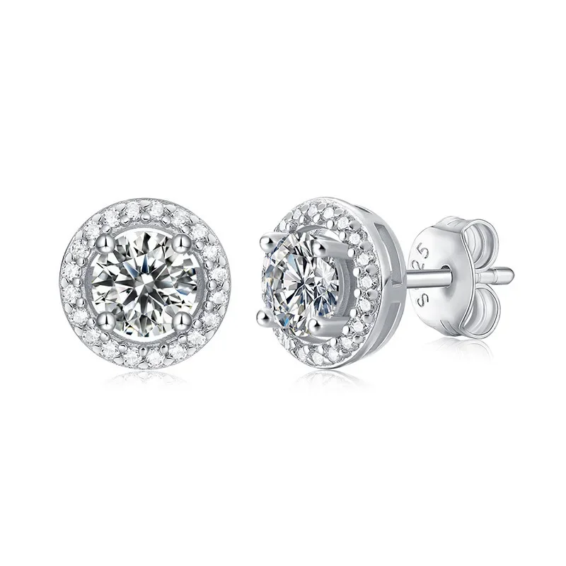Moissanite Earrings S925 Silver With 18K Plated Pass Diamond Test Pen For Women And Men Classic Jewelry