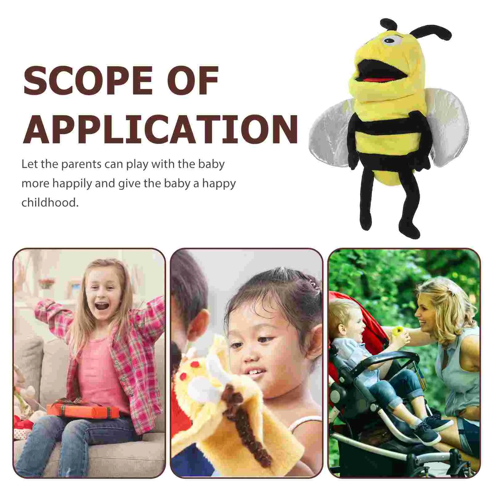 Bee Hand Puppet Storytelling โรงละครตลกตุ๊กตาสัตว์ของเล่นเด็ก Interactive แมลง