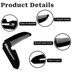 Portable Folding Beard Comb Mustache Comb Small Pocket Men Moustache Combs Grooming Hair Detangling Beard Styling Accessories