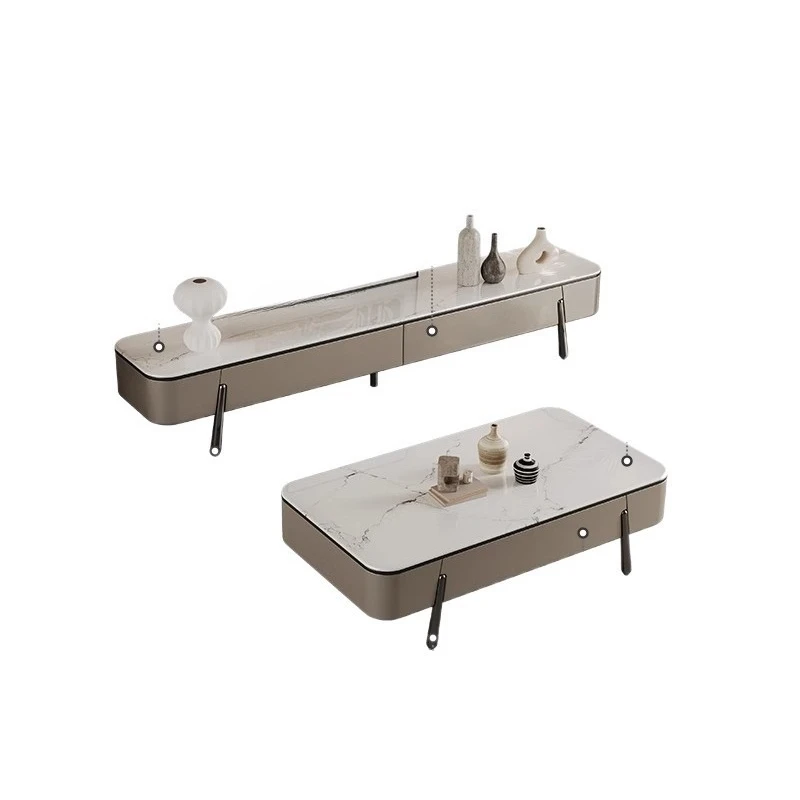 

Minimalist rectangular TV cabinet combination modern simple light luxury high-end sense size coffee table
