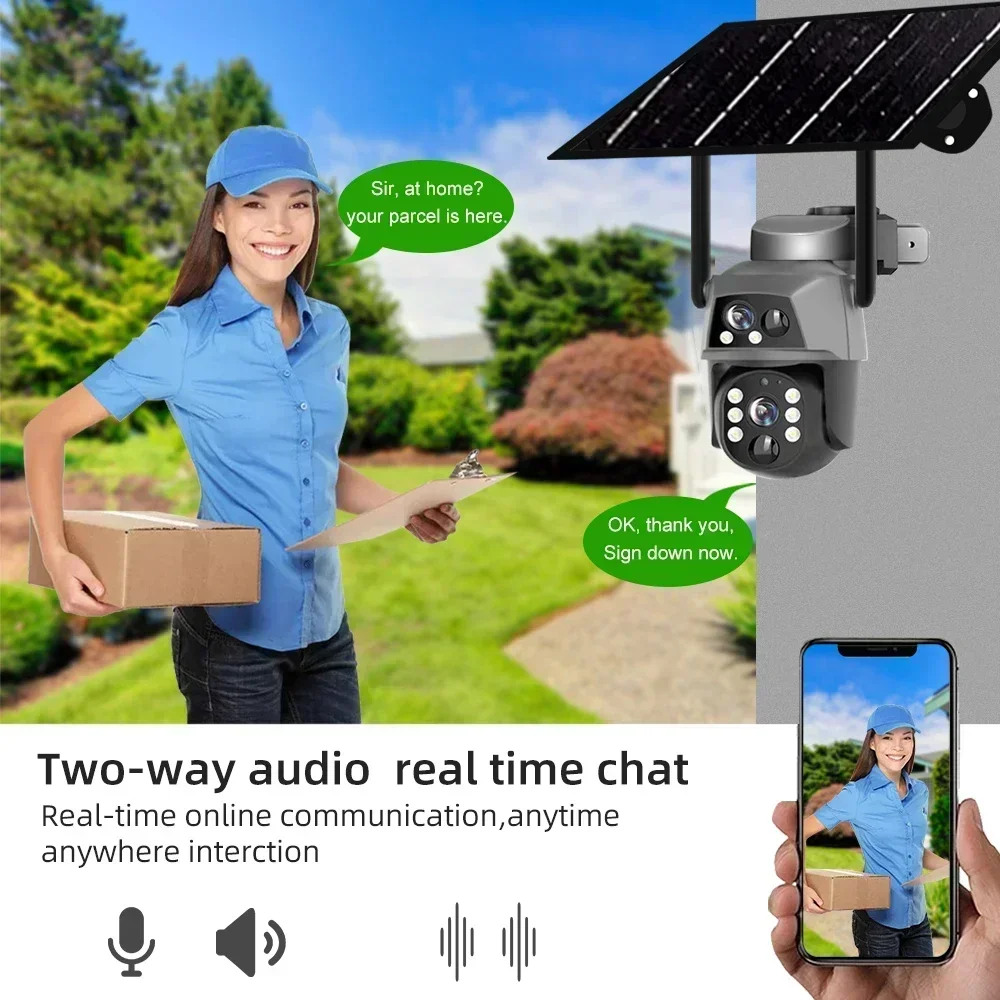 PEGATAH 4G WIFI Solar IP Camera PIR Human Motion Detection Alarm 8MP Dual Lens 4K Night Vision IP65 Waterproof Campi Pro APP
