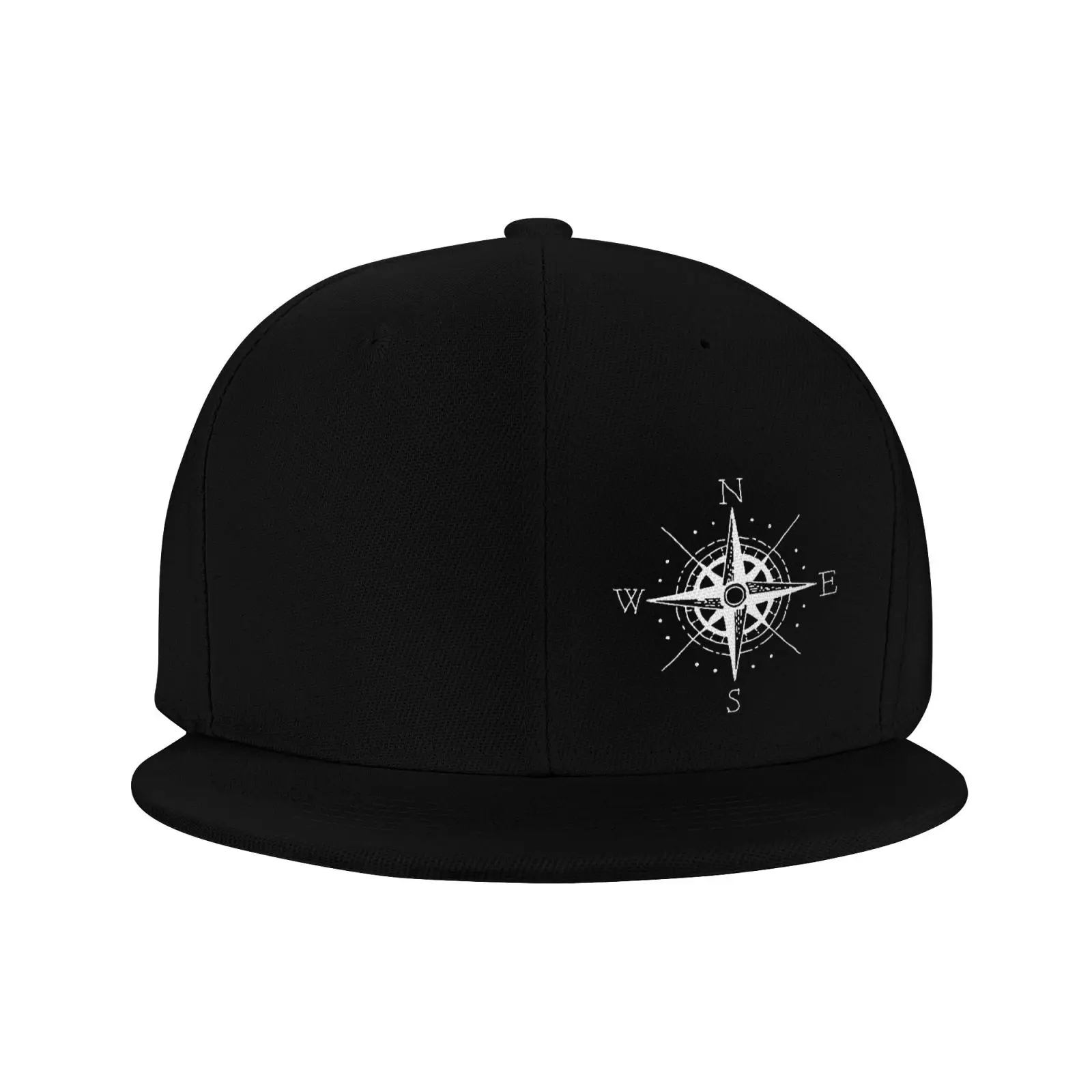 Vintage Nautical Compass Snapback Cap One Size Hip Hop Flat Brim Unisex Casual Sun Hat