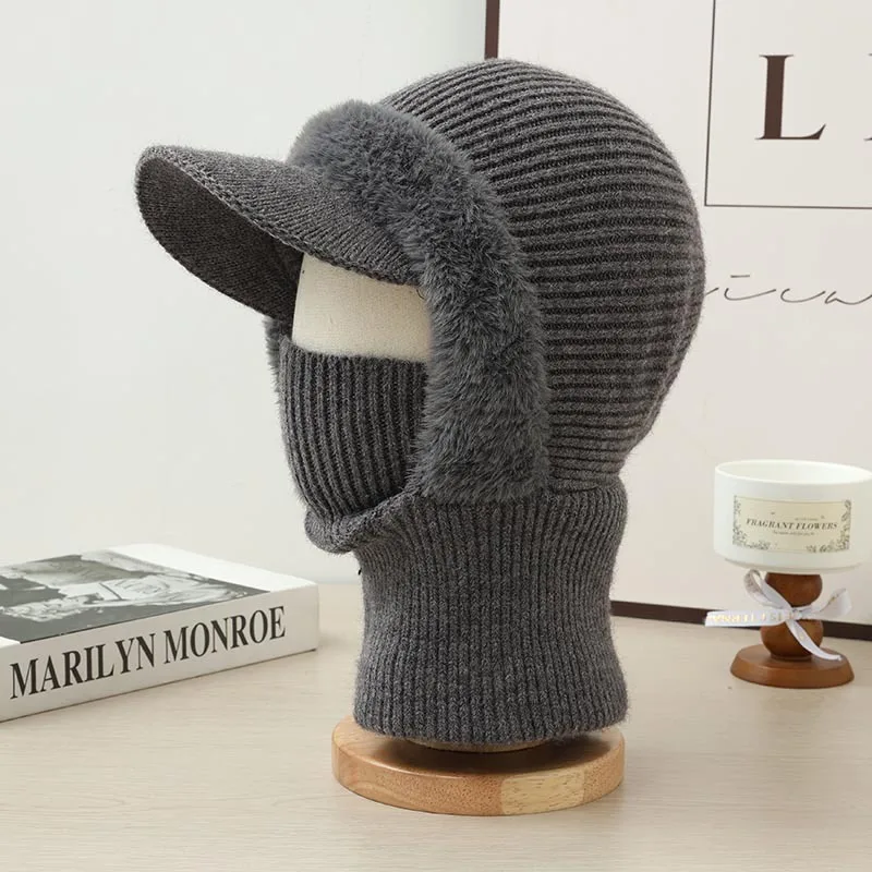 

Winter Knitted Cycling Hats - Windproof Thickened Warm Ear Protection With Collar Velvet Lined Cap For Men & Women Unisex New