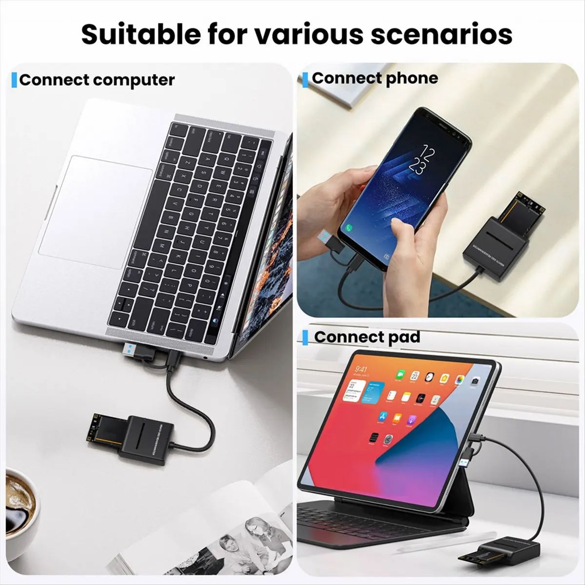 [VALUE PACK]MSATA Easy Drive Cable Type C Mini USB3.1 External Hard Drive Enclosure 6Gbps High Speed Solid State Drive Cable,B