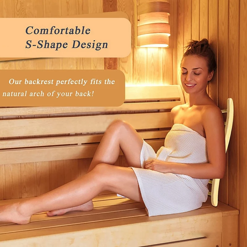 1 Piece Sauna Backrest, Wooden Sauna Backrest, Ergonomic S-Shaped Backrest, Suitable For Sauna Recovery, Health And Relaxation