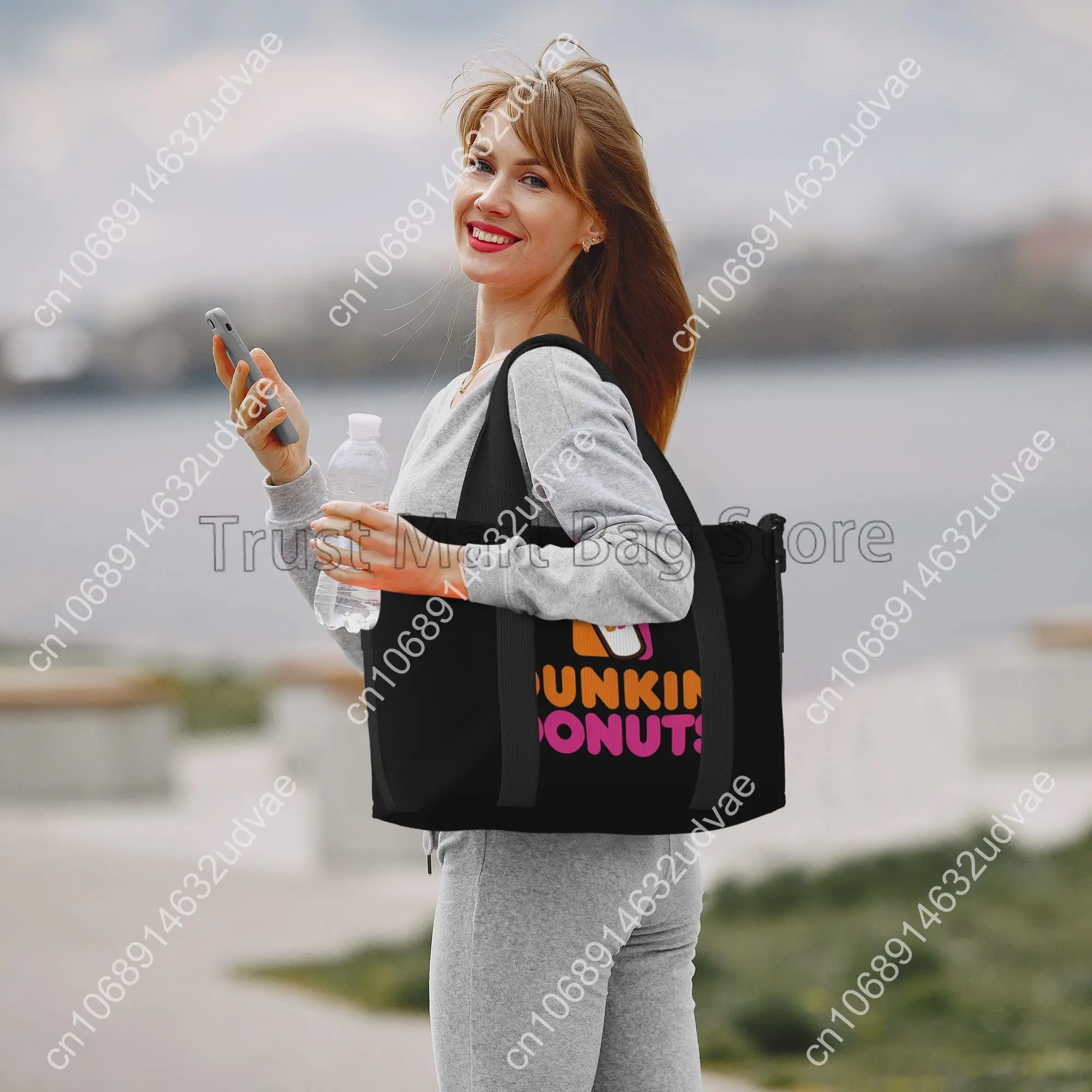 Dunkin Donuts Logo Print Duffel Bag for Boys Girls Handbags for Women Men Waterproof Tote Bags for Travel Gym Beach Daily Use