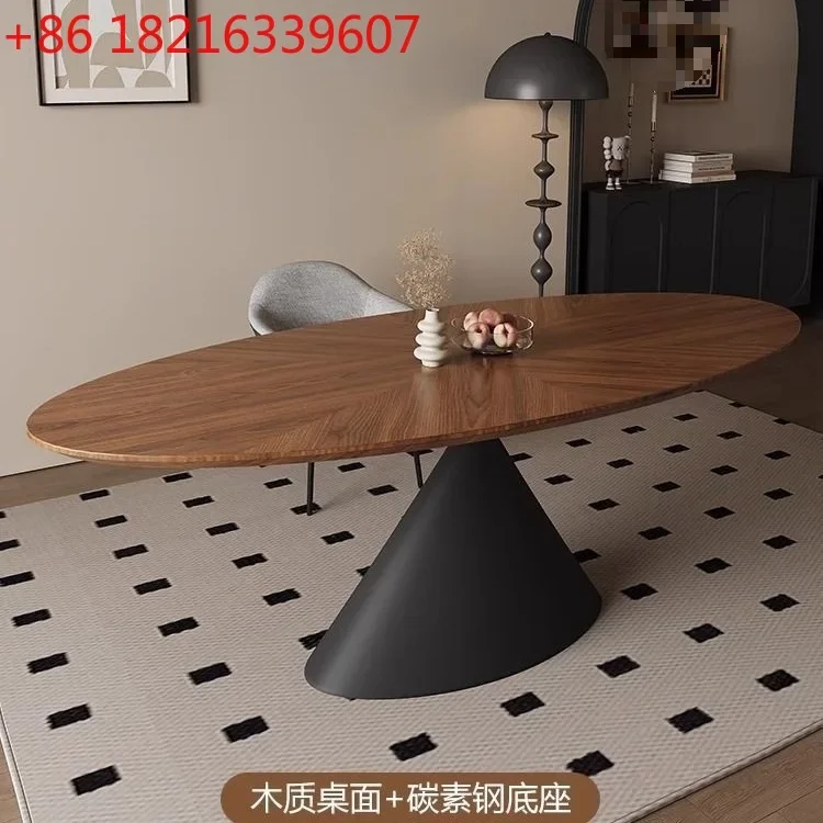 YAO Italian minimalist rock slab walnut solid wood dining table household antique dining table oval
