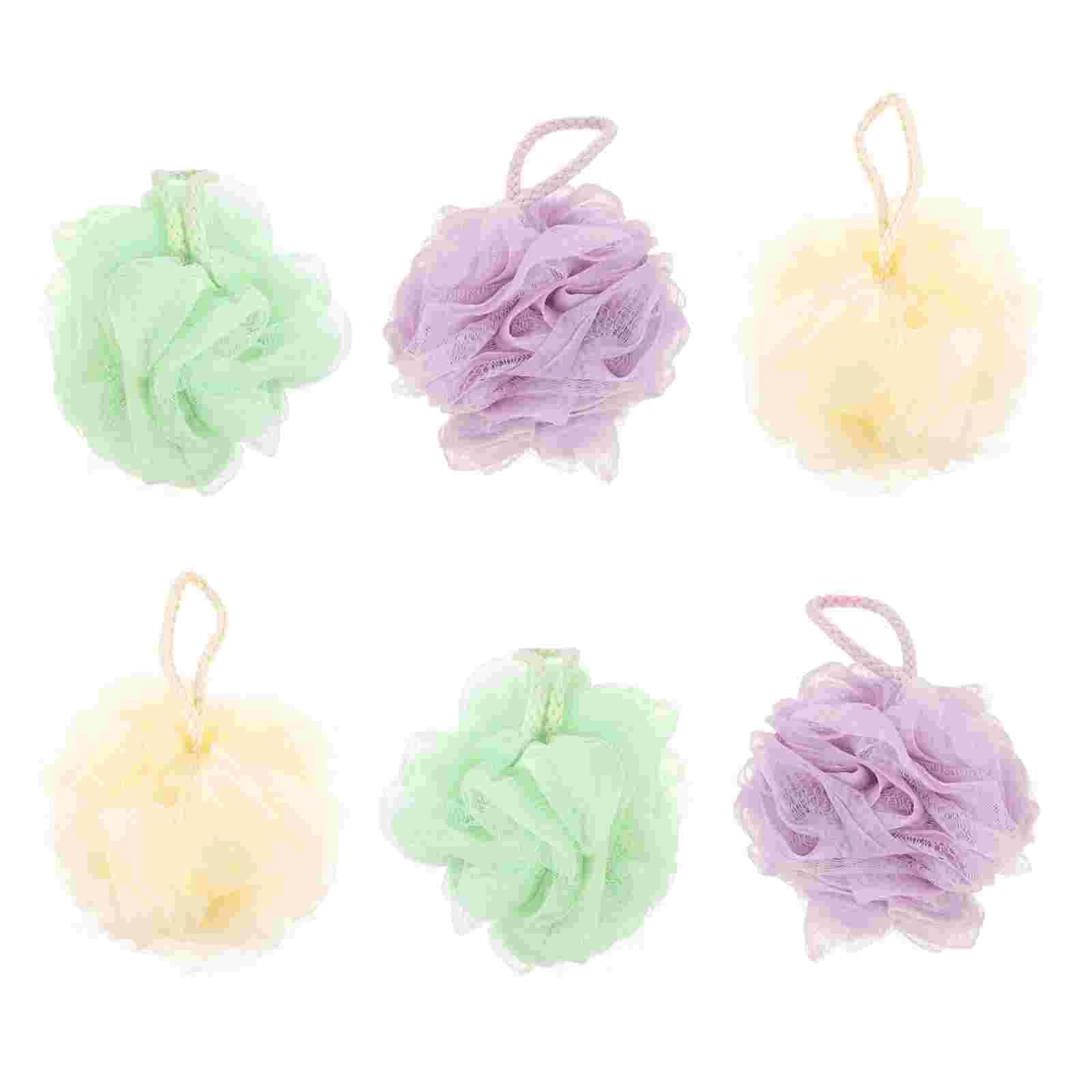 

6Pcs Bath Sponge Body Scrubber Pouf Shower Mesh Ball Brush for Women and Men bath ball bath mesh ball