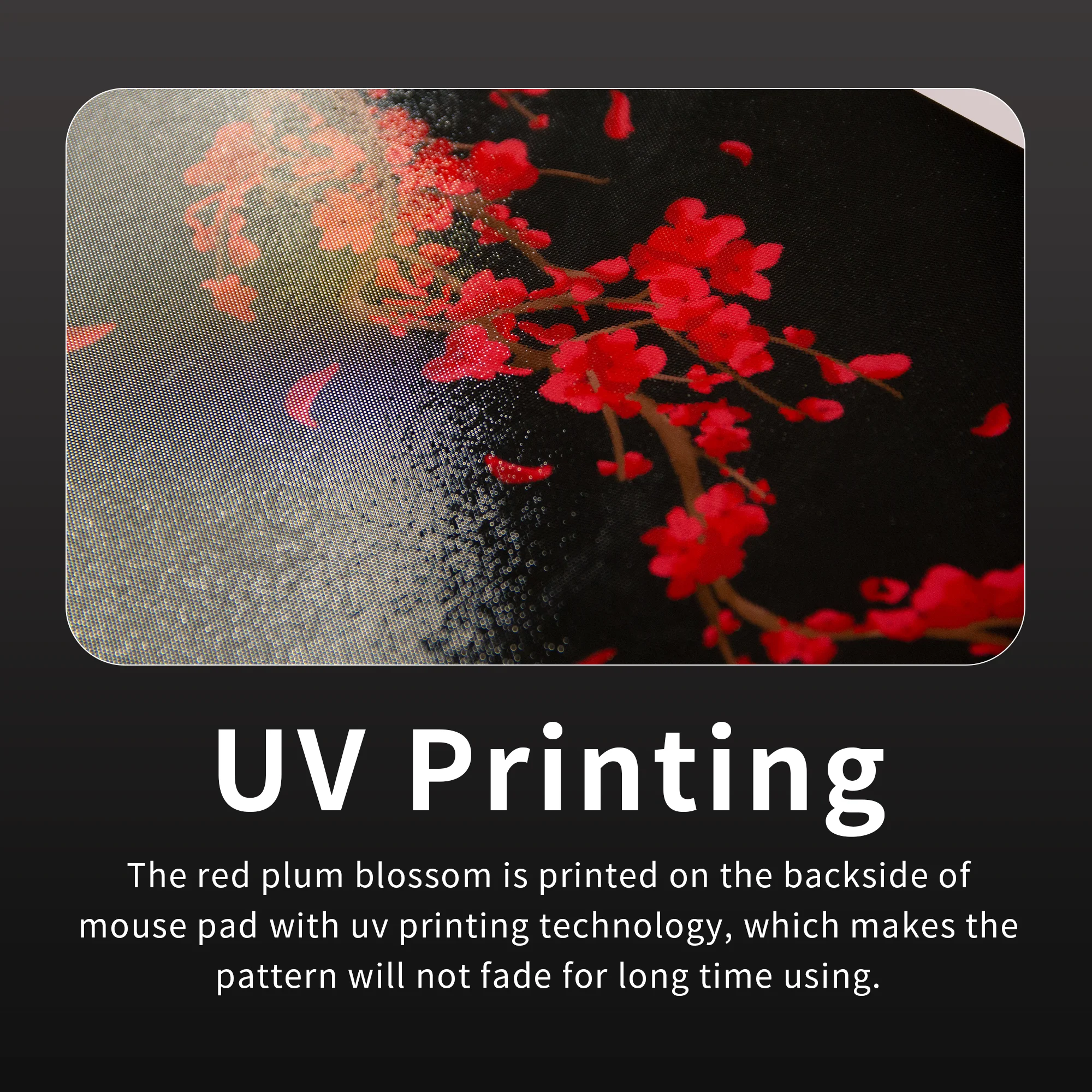 XVX Red Plum Blossom Rounded Edge Glass Mouse pad  Large Mouse Pad Garming Smooth Movement Slight Honeycomb Mesh Texture