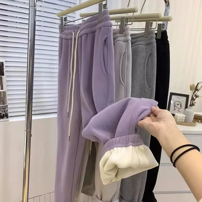 

plus Size Women's Fce Lined Loose Fit Dstring Trousers High Waist Cargo Pants Casual Comfortable Autumn Winter Pants