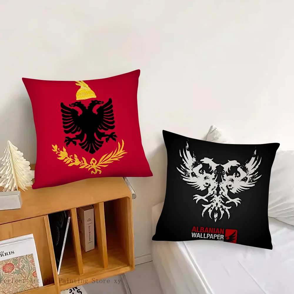 Albanian Flag Pillow Case Fashion Square Pillowcase Bedroom Sofa Room Ins Decoration Leisure Cushion Cover 40x40