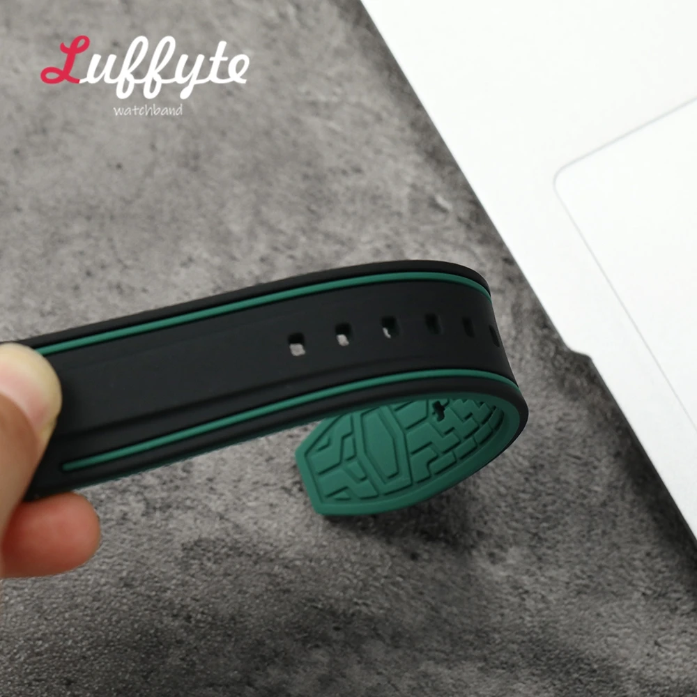 الرياضة سيليكون حزام 20 مللي متر 22 مللي متر 24 مللي متر الإفراج السريع ساعة مطاطية الفرقة العالمي الرجال النساء سوار مزدوج اللون