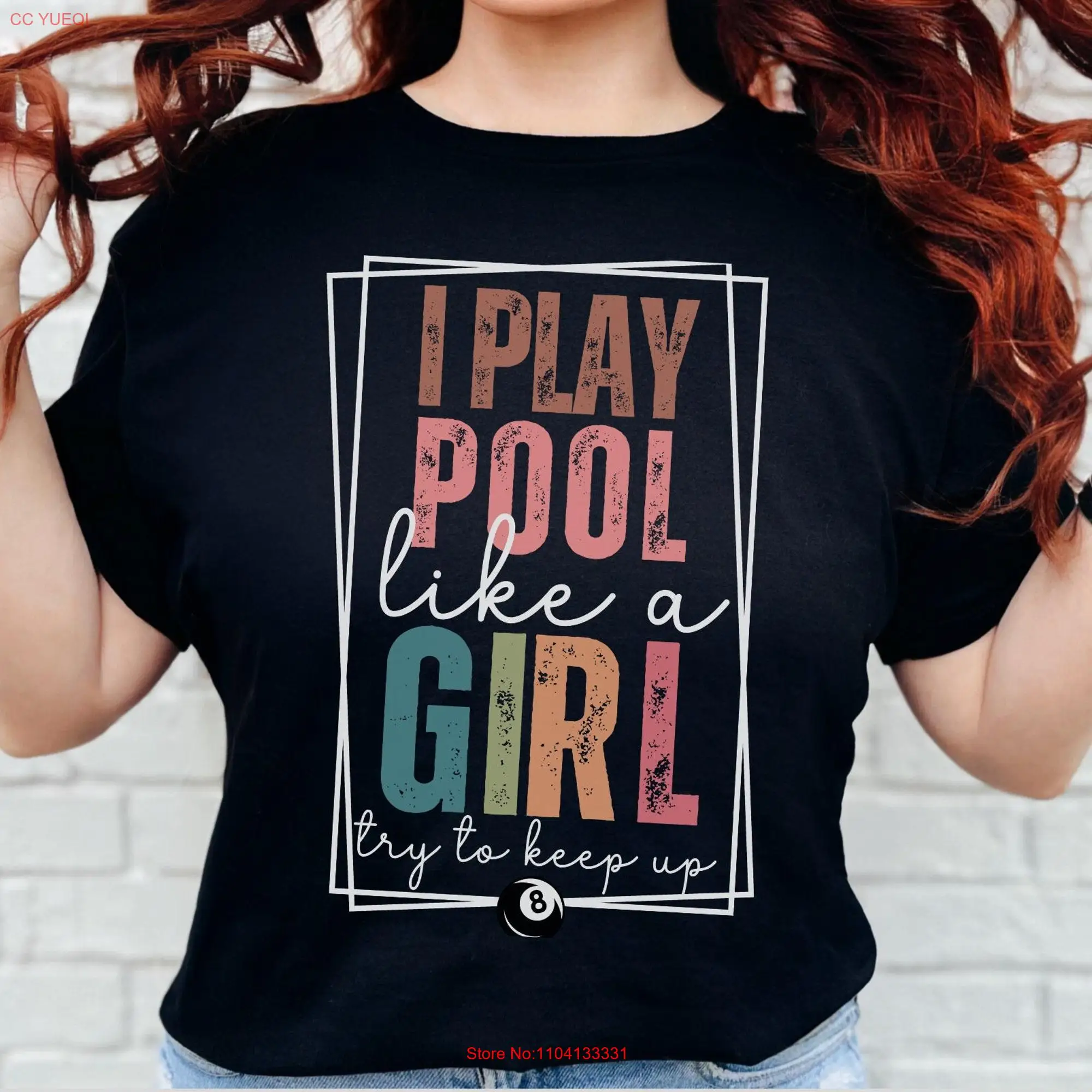 Ladies Billiards T Shirt Female Pool Player Funny Women's Snooker Apparel 8 Ball I Play Like a Girl long or short sleeves