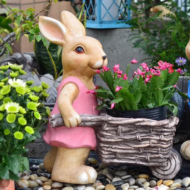 Outdoor garden courtyard cute rabbit flower pot ornament creative animal succulent balcony home kindergarten decoration